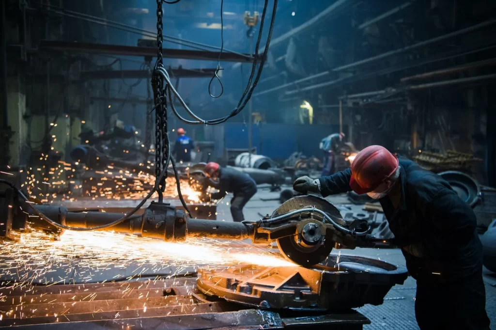 Image of an engineer cutting steel